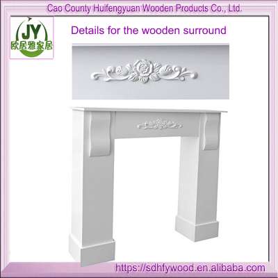 French simple wooden frame indoor fireplace, cheap customized fire surround white